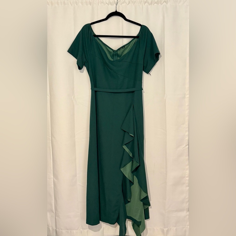Emerald Green Ruffle Midi Dress, SHEIN, Size 3X